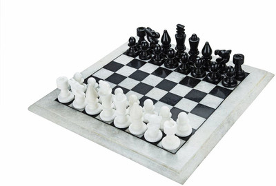 

Pooja Creation White Marble Chess Board 10 inch Board Game