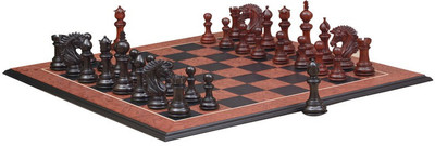 

Chessbazaar Apache Luxury Series Set & Black Anigre Red Ash Burl with Moulded edges with Free Wooden Storage Box Board Game