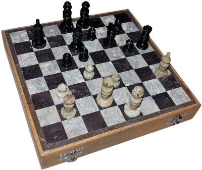 Pooja Creation Marble 30 Cm Shatranj Chess Makrana Marbles Strategy & War Games Board Game