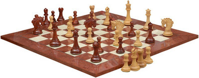 

Chessbazaar Pegasus Series Artisan Staunton Set & Red Ash Burl Maple Board Game