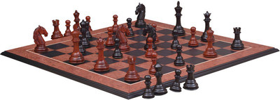 

Chessbazaar Columbian Staunton Series Set & Black Anigre Red Ash Burl with Moulded edges Board Game