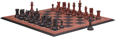 

Chessbazaar Caballus Staunton Series Set & Black Anigre Red Ash Burl with Moulded edges Board Game