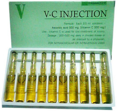 

Vitamin C 2ml V-C Injection Vitamin C 500mg Premium Quality Reduces Scars+Acne Pits(2 ml)