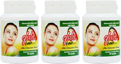 

Gluta 3 Bottles Gluta Fair Glutathione Complex Skin Brightening Capsules - (Made in Thailand)- 270 capsules(500 g)