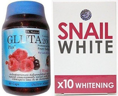 

Gluta 1 Bottle 20000 Mg Glutathione 60 Caps With Snail White Soap(60 g)