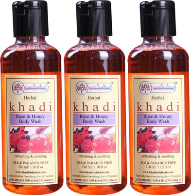 

Khadi Rishikesh Herbal Rose & Honey 3 Bodywash Each - 210ML(630 ml, Pack of 3)