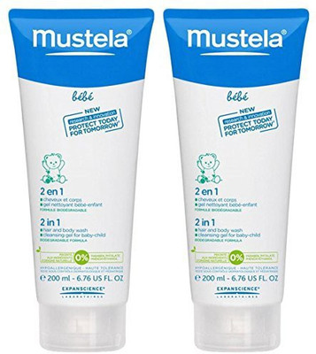 Mustela Bebe Range 2 in 1 Hair & Body Wash - 6.8 fl oz - 2 pk(200 ml, Pack of 2)