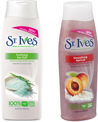 

St. Ives Purifying Sea Salt With Smoothing Apricot Body Wash(800 ml, Pack of 2)