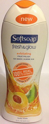 Softsoap Fresh & Glow Exfoliating Fruit Polish For Smooth Glowing Skin 100% Real Extracts Net Wt 15 Each Pack of 2(443 ml)