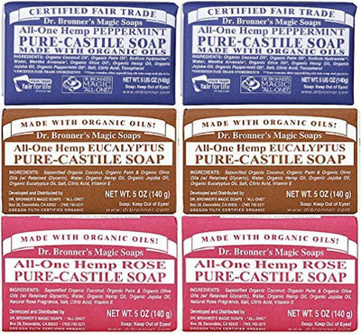 

Dr. Bronner's Magic Soaps PureCastile Soap Variety Pack Bars Pack of 6(140 g)