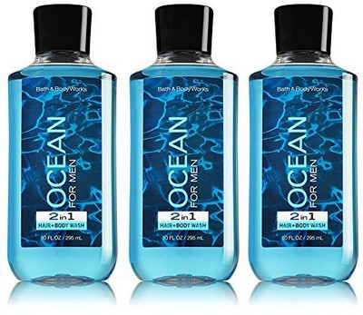 Bath & Body Works 3 Ocean Signature Collection 2 in 1 Hair Shampoo Wash for Men(296 ml, Pack of 3)