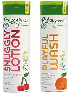 

Babytime by Episencial by Episencial Snuggly Lotion and Babytime by Episencial Playful Wash Bundle With Organic Avocado, Flax and Olive Fruit Oils, 8 fl oz each(224 g)