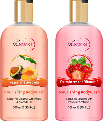 

St.Botanica Peach and Avocado + Strawberry And Vitamin E Nourishing Luxury Body Wash(300 ml, Pack of 2)