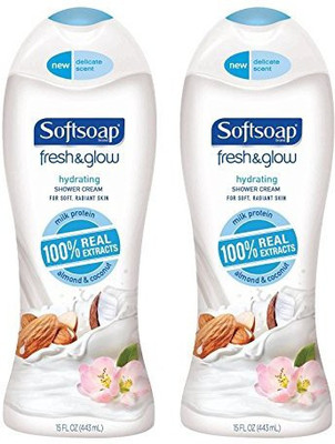 

Softsoap Fresh & Glow Hydrating Shower Cream For Soft Radiant Skin 100% Real Extracts Net Wt 15 Each Pack of 2(443 ml, Pack of 2)