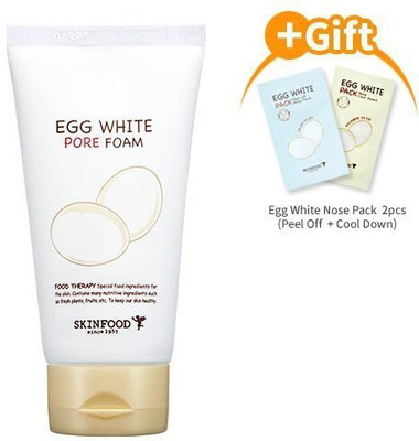 

Skin Food Egg White Pore Cleansing Foam 5.07oz(150ml) + Nose Pack 2pcs(140 g, Pack of 2)