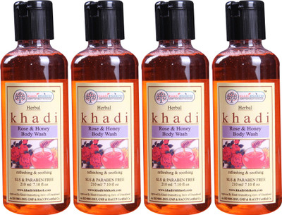 

Khadi Rishikesh Herbal Rose & Honey 4 Bodywash Each - 210ML(840 ml, Pack of 4)
