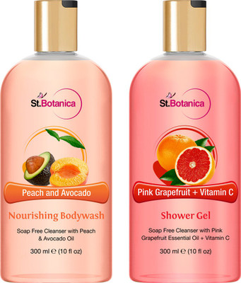 

St.Botanica Peach and Avocado Nourishing Body Wash + Pink Grapefruit & Vitamin C Luxury Shower Gel(300 ml)