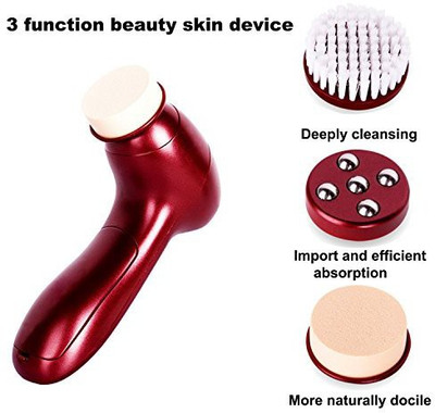 

BC CE and RoHS Standard Facial Brush, Facial Cleansing Washes Brush, Electric Facial Brush with 3 Heads BC-0612 Cola Red(200 g, Pack of 3)