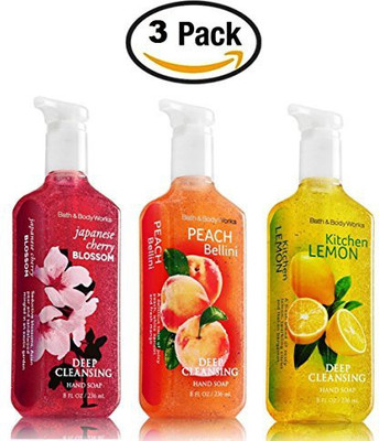 

Bath & Body Works Deep Cleansing HSoap Trio Peach Lemon Cherry Blossom(236 ml, Pack of 3)