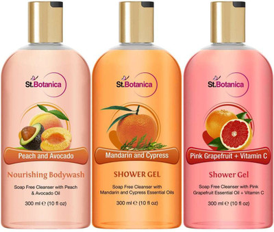 

St.Botanica Peach and Avocado + Mandarin & Cypress + Pink Grapefruit & Vitamin C Luxury Shower Gel(300 ml)