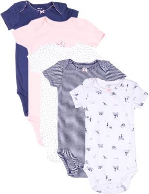 

CARTER'S Girls Multicolor Sleepsuit, Blue/white/grey/pink