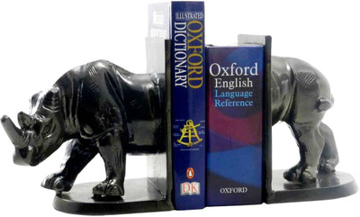 

Gaarv Standing Rhino Bookend Aluminium Book End(Black, Pack of 2)