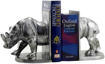 

Gaarv Standing Rhino Bookend Aluminium Book End(Silver, Pack of 2)