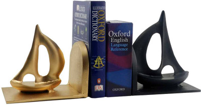

Gaarv Sail Boat Bookend Aluminium Book End(Black, Gold, Pack of 2)