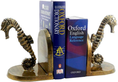 

Gaarv Dancing Sea Horse Bookend Aluminium Book End(Gold, Pack of 2)