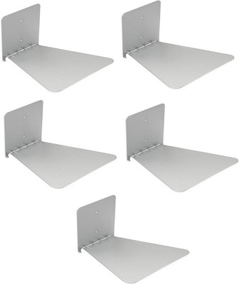 

Solid Set Of Five Invisible Room Decorative Bookcase Holder Hidden Rack Floating Creative Decor Wall Mount Metal Open Book Shelf(Finish Color - Silver)
