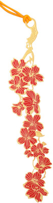 Temple Trees Red Flowers Metal Bookmark Bookmark(General, Gold Plated With Color)
