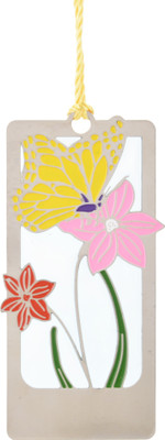 

TEMPLE TREES FLOWER WITH YELLOW BUTTERFLY Metal Bookmark(Flower, Multicolor)