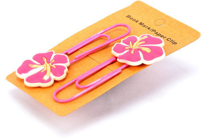 

Enwraps Pink Flower 4 pcs Metal Clip Bookmark(Cartoon, Multicolor)