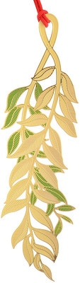 Temple Trees Green & Gold Leaf Metal Bookmark Bookmark(General, Gold Plated With Color)