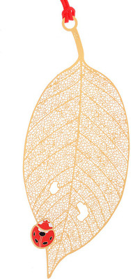 

Temple Trees Gold Leaf With Lady Bird 2 Metal Bookmark Bookmark(General, Gold Plated With Color)