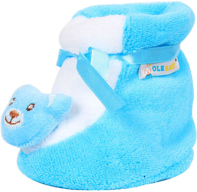

Ole Baby Cute Balu the bear Plush Soft Furry Organic 3d Ole Toons 0-9 Months Booties(Toe to Heel Length - 9 cm Blue)