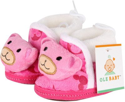 

Ole Baby Soft Furry 3d Toons Anti-Skid Booties(Toe to Heel Length - 11 cm Pink)