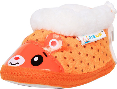 

Ole Baby Cute Mousy Applique Soft Furry Organic Toons 12-18 Months Booties(Toe to Heel Length - 13 cm Orange)