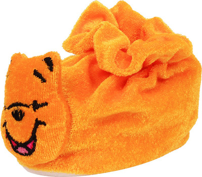 

Ole Baby Winnie the pooh Soft Velvet Furry Friend Smiling Cartoon Booties(Toe to Heel Length - 10 cm Orange)