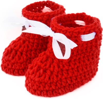

Love Crochet Art Booties(Toe to Heel Length - 10 cm Red)