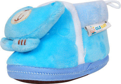 

Ole Baby Teddy Plush Soft Furry Organic 3d Toons 3-12 Months Booties(Toe to Heel Length - 12 cm Blue)