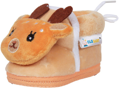 

Ole Baby Deer Plush Soft Furry Organic 3d Toons 3-12 Months Booties(Toe to Heel Length - 12 cm Yellow)