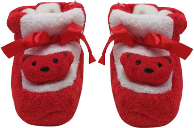 

Neska Moda Teddy 0 To 12 Month Baby Booties(Toe to Heel Length - 10 cm Red)