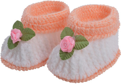 

Graykart Peach & White Baby booties / Baby room shoes / Pre walker Booties(Toe to Heel Length - 11 cm Multicolor)