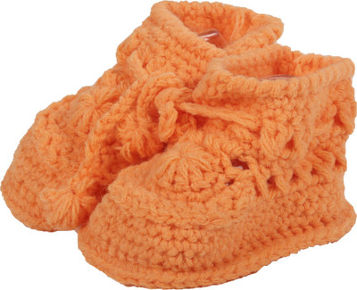 

Baby Boo Soft Handmade Crochet Knit Socks Booties(Toe to Heel Length - 12 cm Orange)