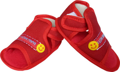 

Littly Designer Baby Boys & Girls Soft base Booties(Toe to Heel Length - 10 cm Red)