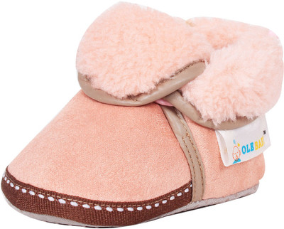 

Ole Baby Ice Age Solid Soft Furry Organic Toons 3-12 Months Booties(Toe to Heel Length - 12 cm Orange)