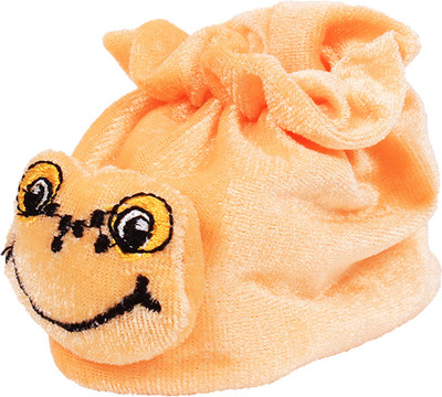 

Ole Baby Smart Froggy Soft Velvet Furry Friend Smiling Cartoon Booties(Toe to Heel Length - 10 cm Orange)