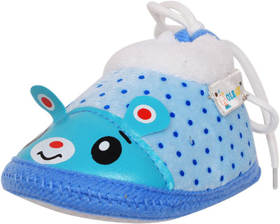 Ole Baby Cute Mousy Applique Soft Furry Organic Toons 12-18 Months Booties(Toe to Heel Length - 12 cm Blue)