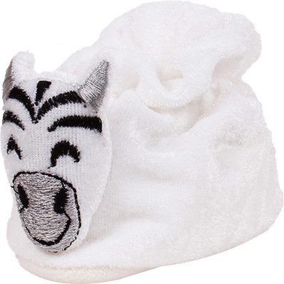 

Ole Baby Cute Laughing Zebra Soft Velvet Furry Friend Smiling Cartoon Booties(Toe to Heel Length - 10 cm White)